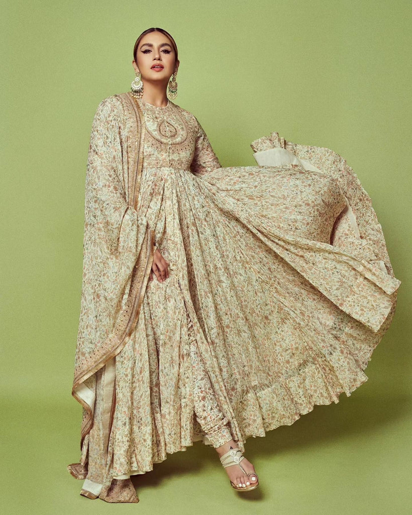 Printed ghera kurta set