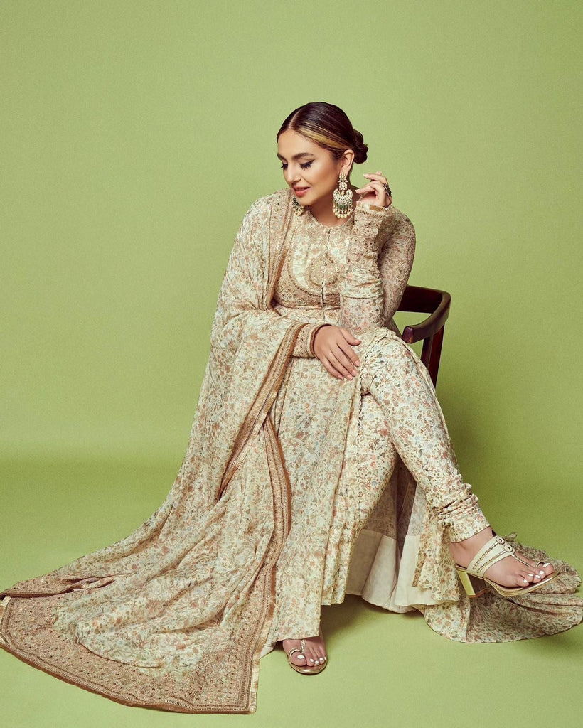 Printed ghera kurta set