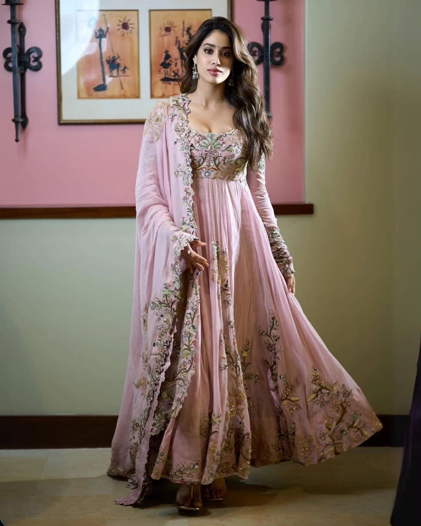 Embroidered ghera kurta set