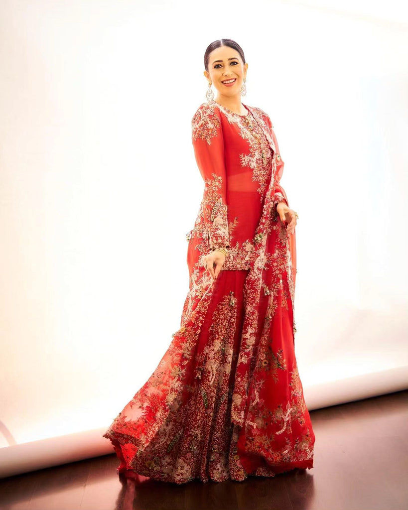 Embroidered see through short kurti set