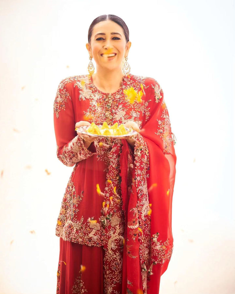 Embroidered see through short kurti set