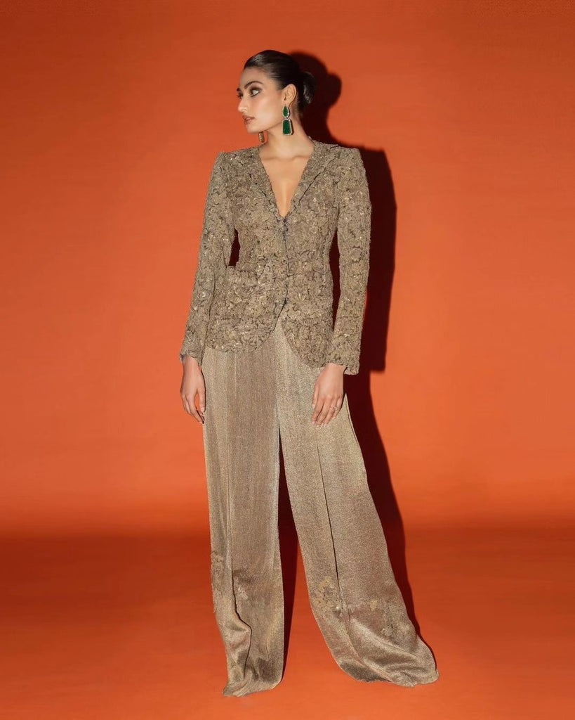 Broad pants and jacket set