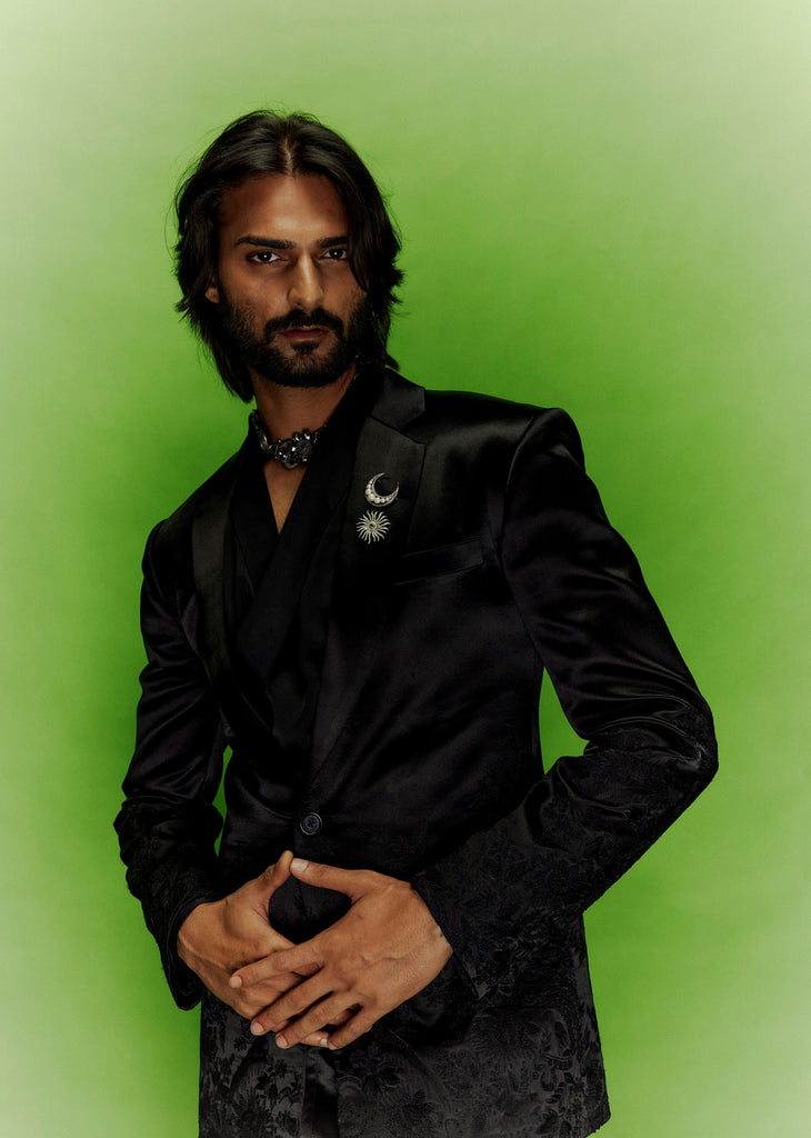 Bird Calico Embroidery Blazer Set