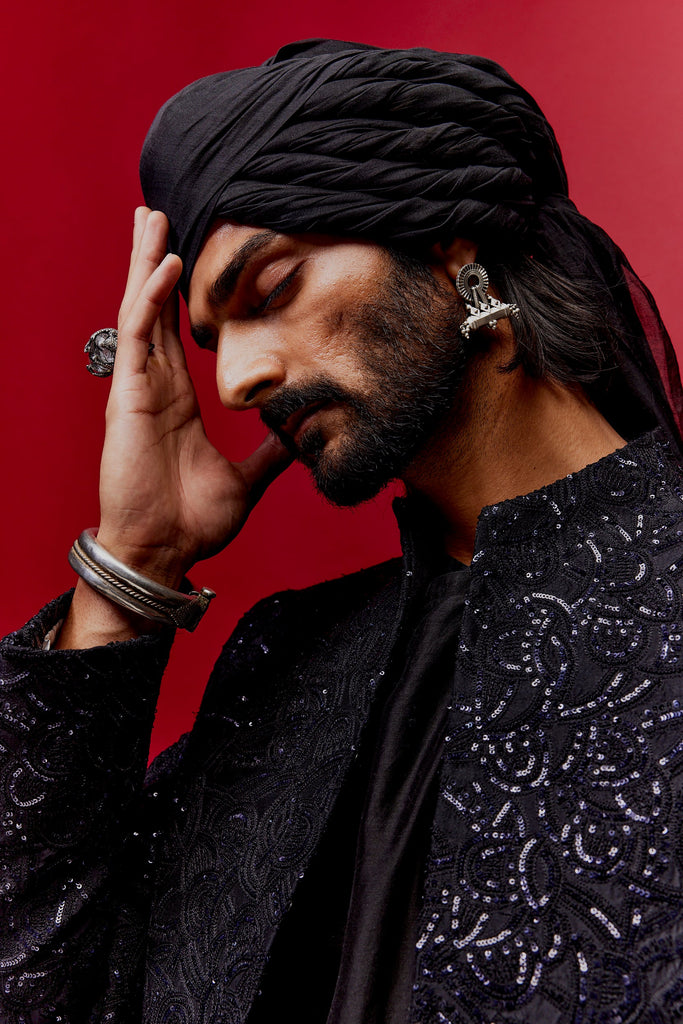 Sequined Embroidard Achkan Set