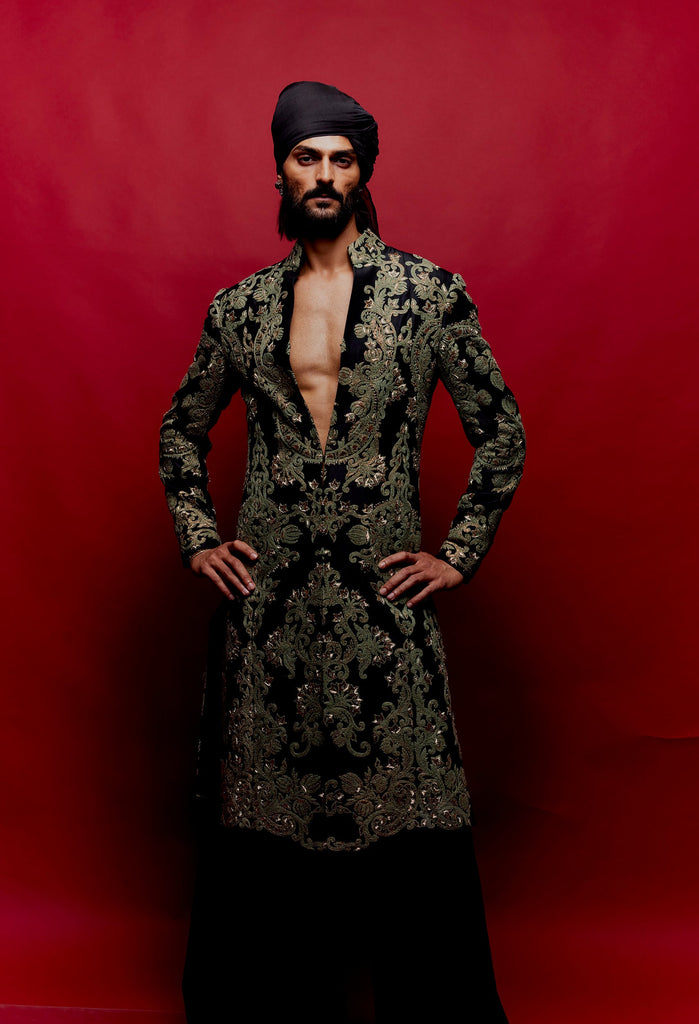 Dori Embroidery Achkan Set