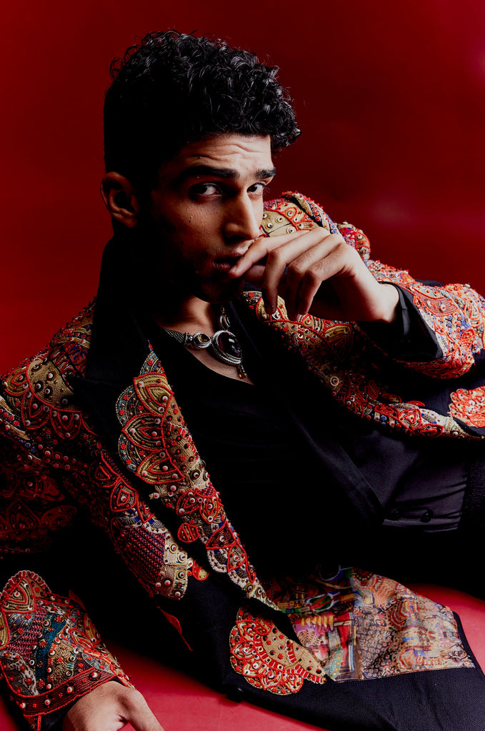 Tribal Placement Embroidery Blazer Set