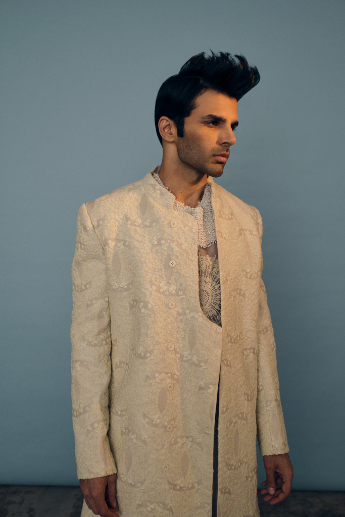Thread Knot Embroidery Sherwani Set