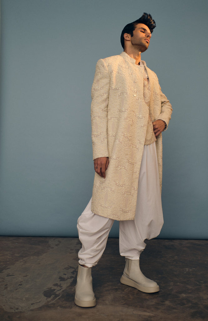 Thread Knot Embroidery Sherwani Set