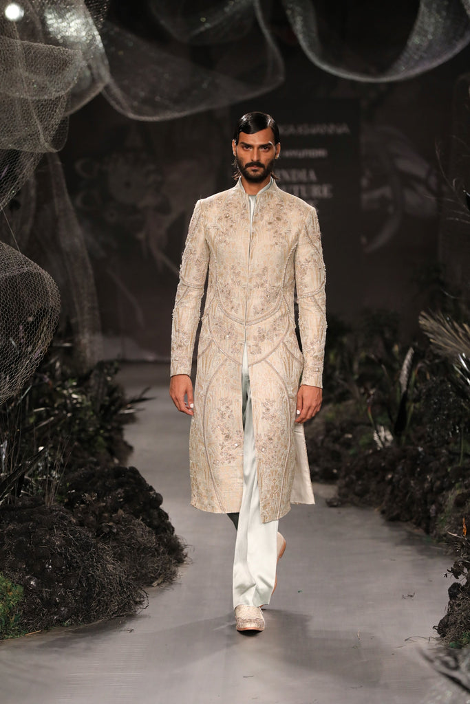 Brocade Embroidery Sherwani Set