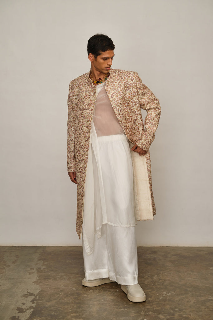 Floral Embroidery Sherwani Set